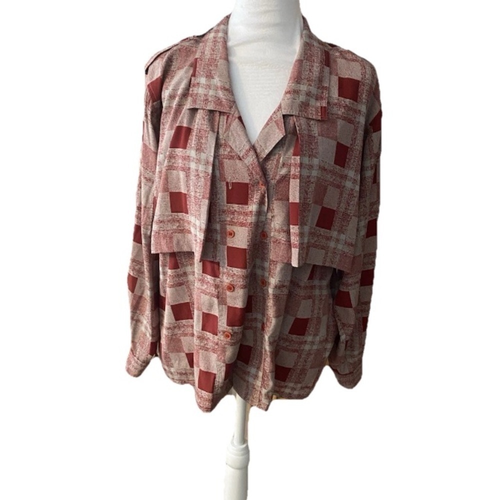Vintage 80s 90s Jac Dale Womens 10 / 40  Top Button Down Plaid Red Shirt